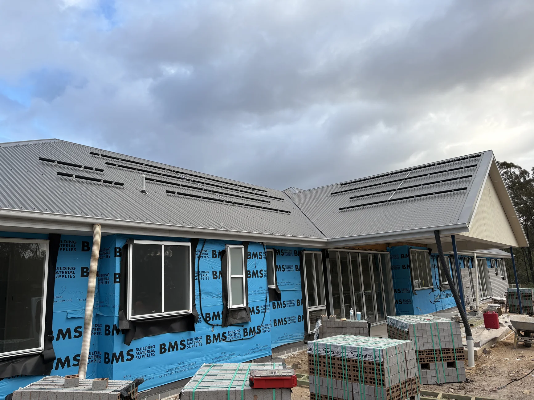 Solar panel mounting system prepared on a new-build roof